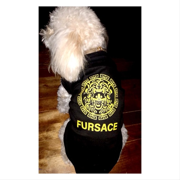 FURSACE Small Dog/ Cat Tee Shirt/ Black and Gold/ Brand New - Picture 3 of 14